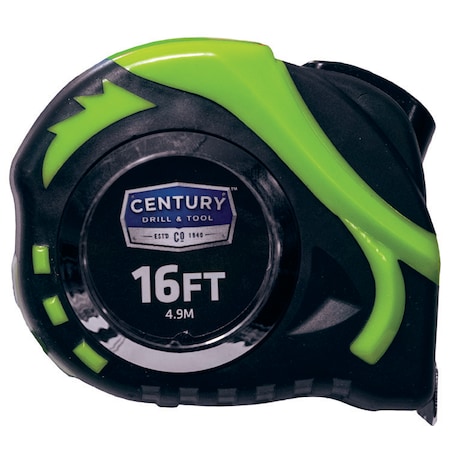 CENTURY DRILL & TOOL Tape Measure High Visibility 16Ft Length 3/4" Blade Width 72818